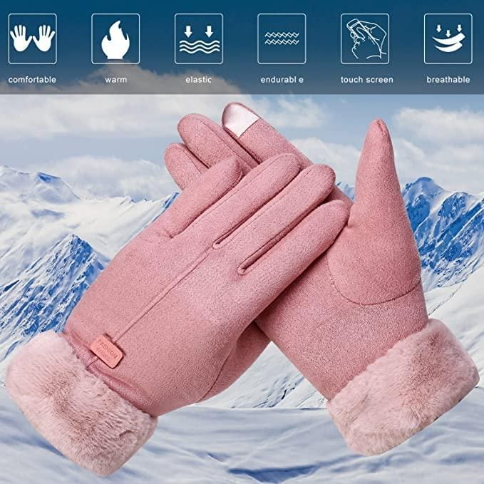 UrbanEdge - Women's Winter Warm Gloves with Cute Bow
