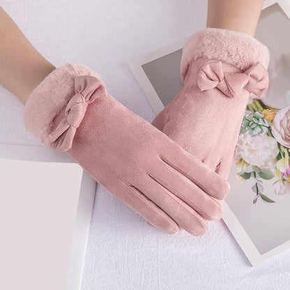 UrbanEdge - Women's Winter Warm Gloves with Cute Bow