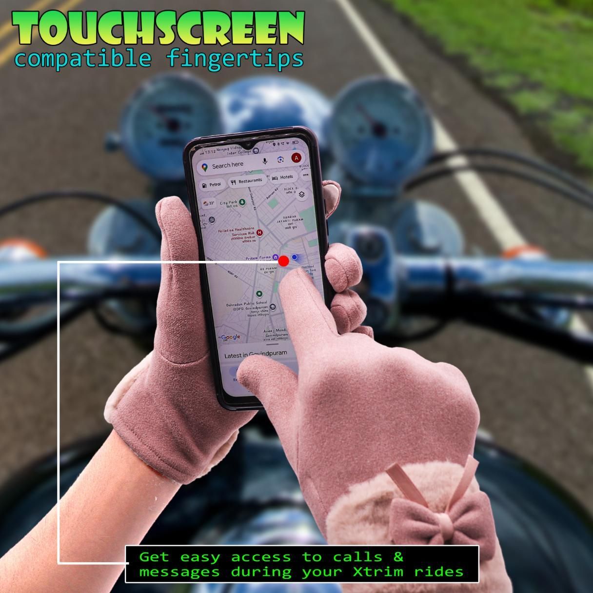 UrbanEdge - Women's Winter Warm Gloves with Cute Bow