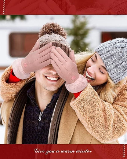 UrbanEdge - Women's Winter Warm Gloves with Cute Bow